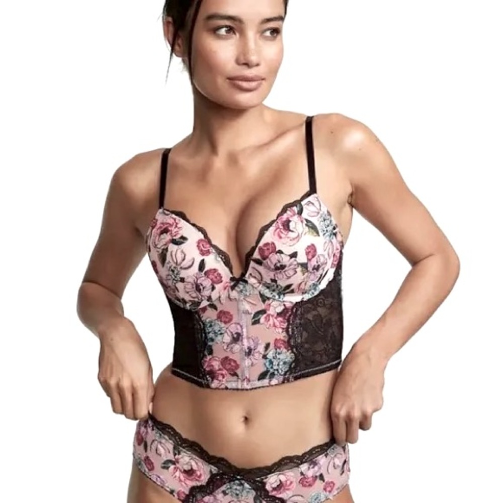 Victorias Secret push up longline floral bustier